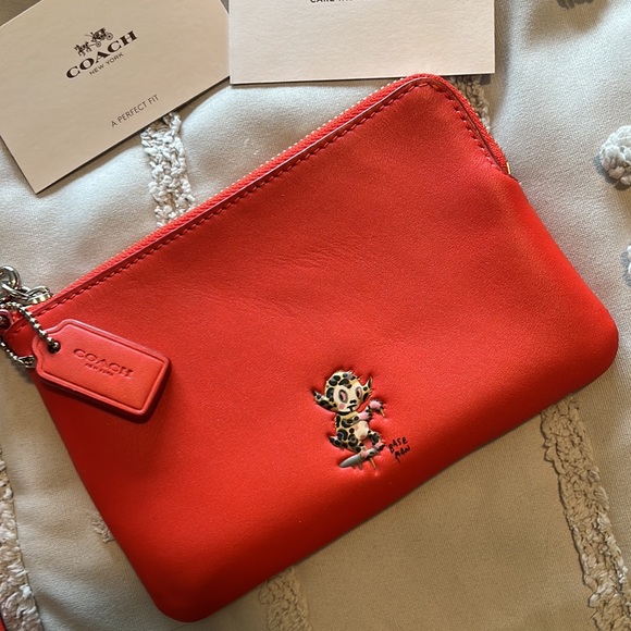 Coach x Baseman Buster Red Wristlet - Picture 2 of 5